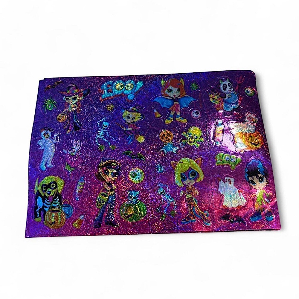 Vintage RARE Lisa Frank Halloween & Winter Holiday Sparkle Sticker Strip Lot